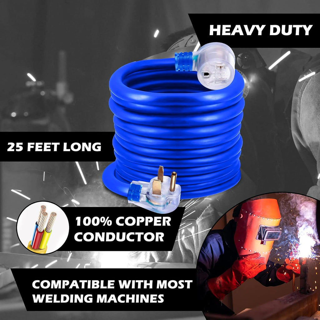 50A 25FT 6-50R Female 6-50P Male Heavy Duty Welder Extension Cord Q8097
