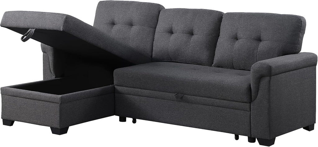 Dark Gray L-Shaped Reversible Sectional Sofa with Storage Chaise F350525