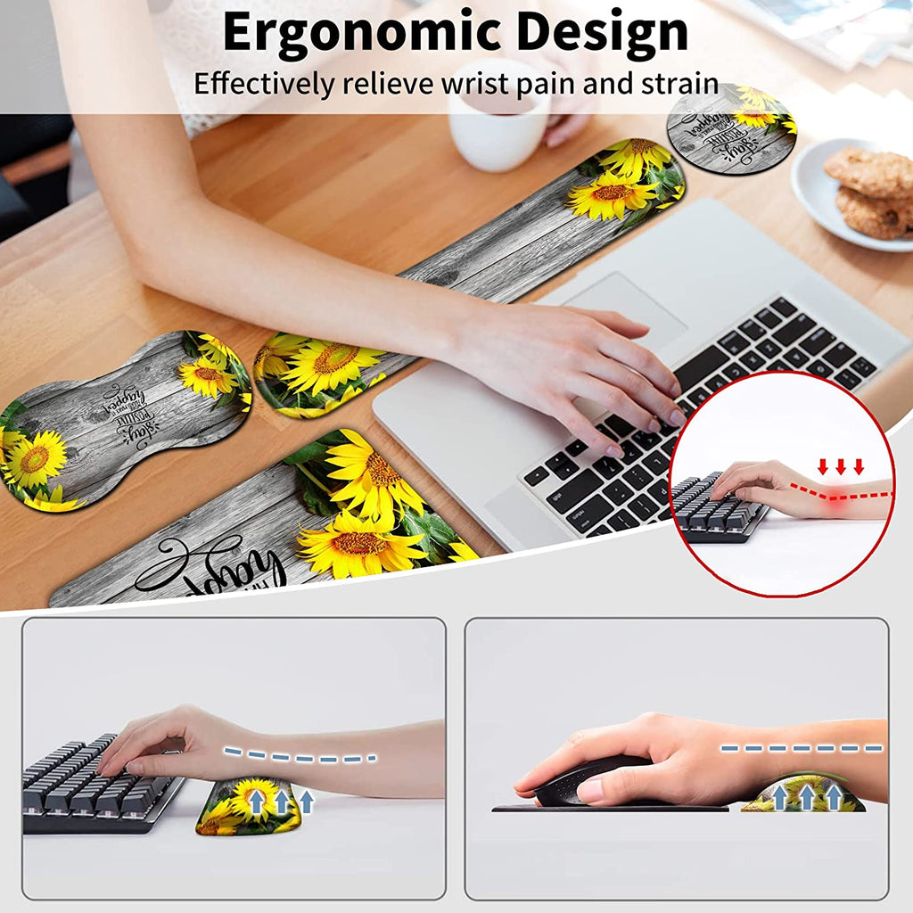 Ergonomic Memory Foam Keyboard Wrist Rest and Mouse Pad Set P63662