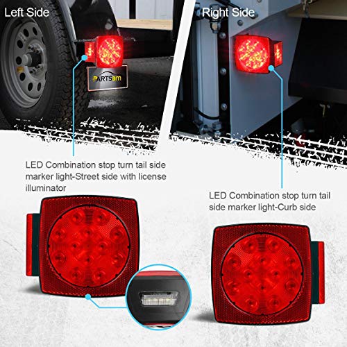 12V Submersible Square LED Trailer Light O130