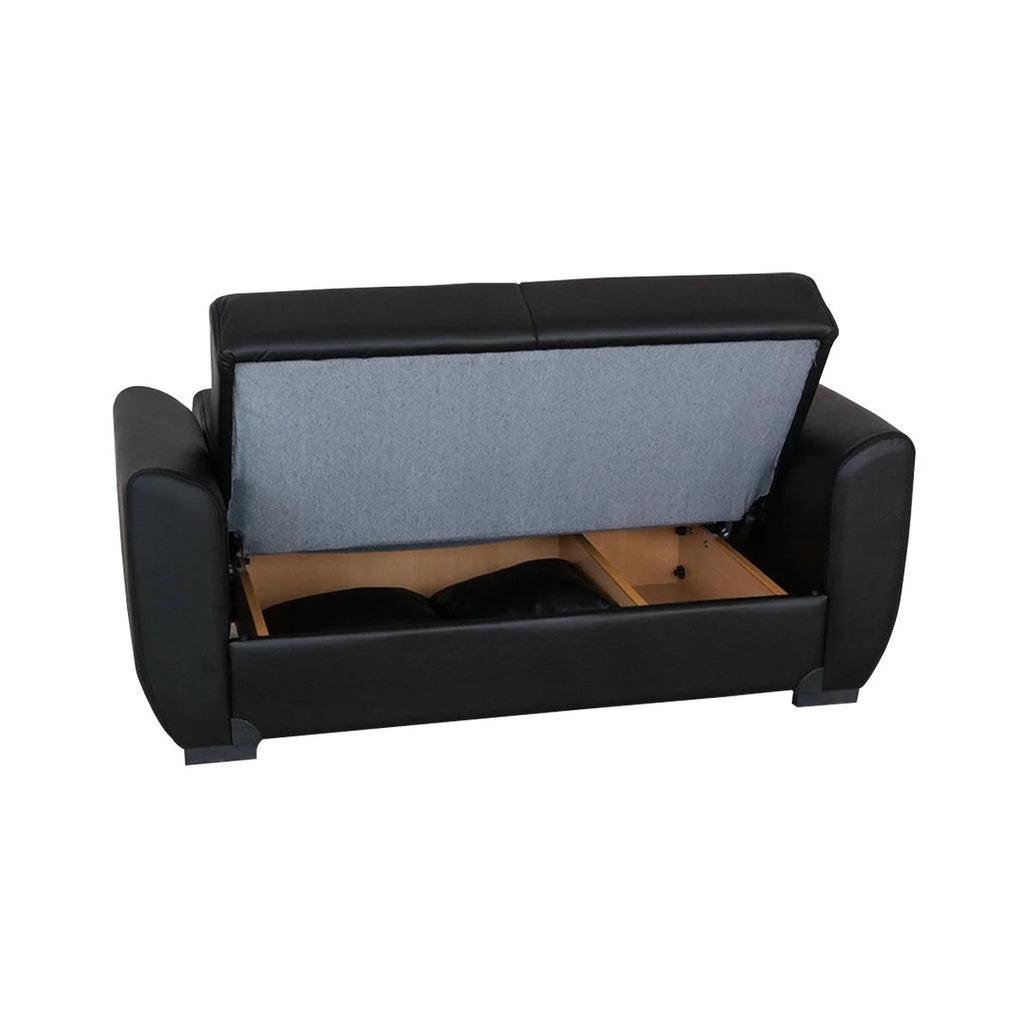 Black PU Leather Loveseat T52716