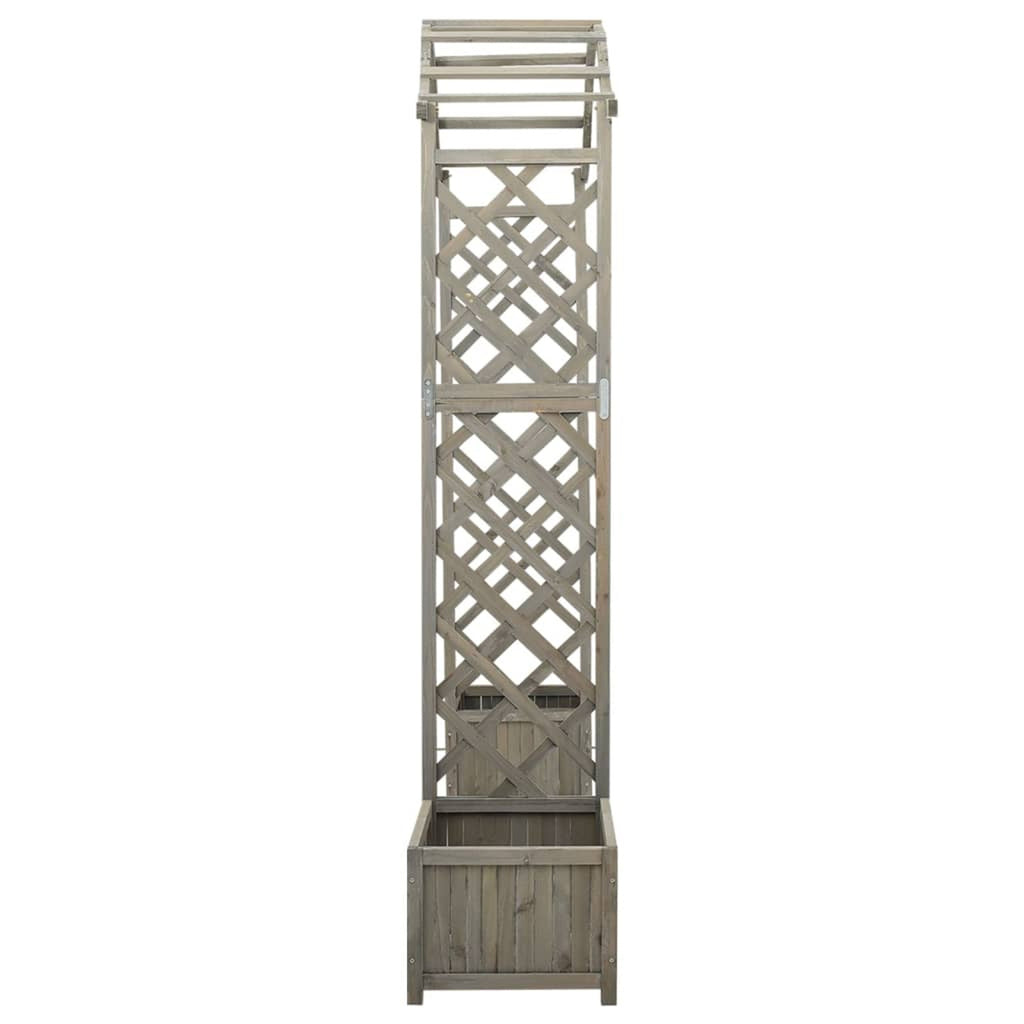 Gray Solid Firwood Garden Pergola with Planter U2943
