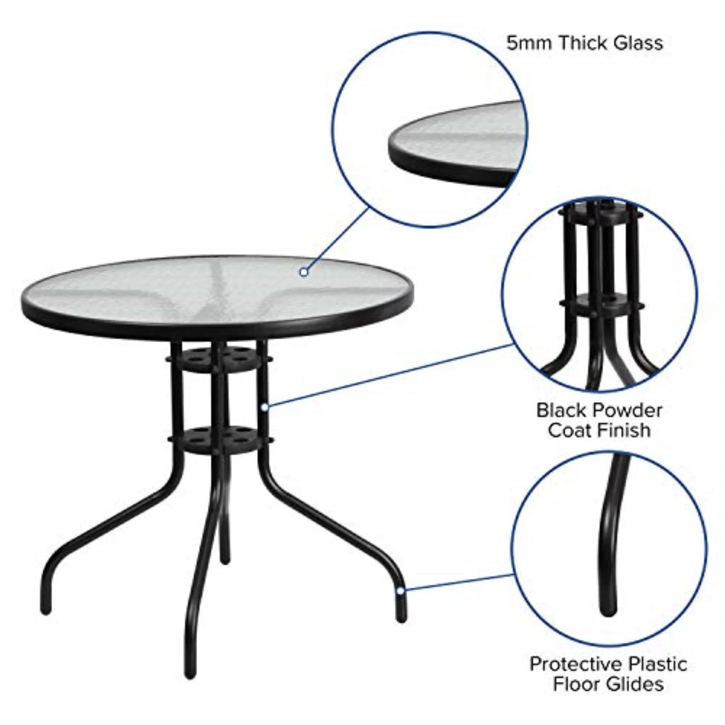 5-Piece Steel Glass Patio Table and Chair Set T376