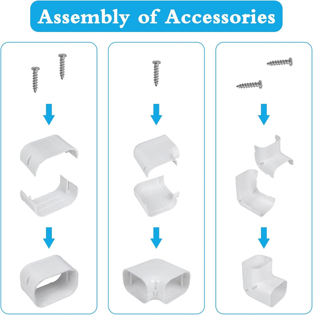 17Ft PVC Decorative Line Set Cover Kit for Ductless Mini Split Air Conditioners J6641
