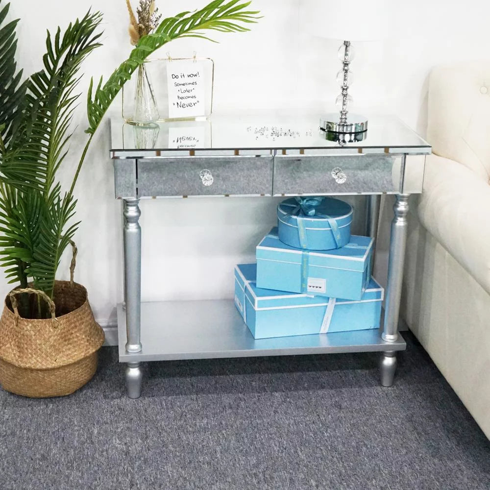 Mirrored Console Table with Drawers and Shelf P1908