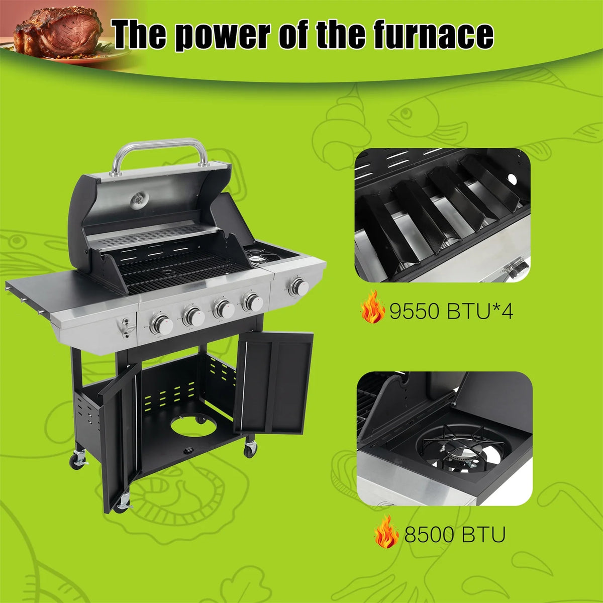 4-Burner Propane Gas Grill Stainless Steel U932