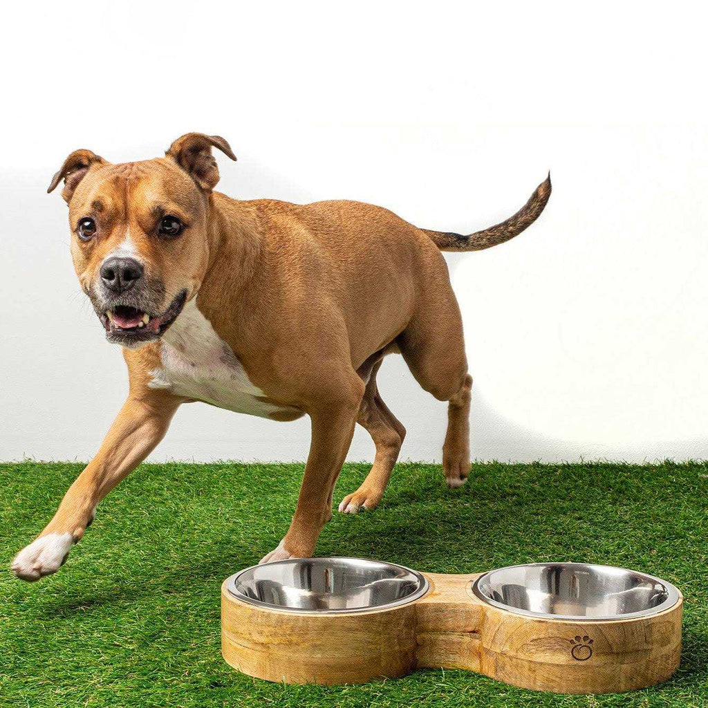 Wood & Metal Pet Feeder Y20626
