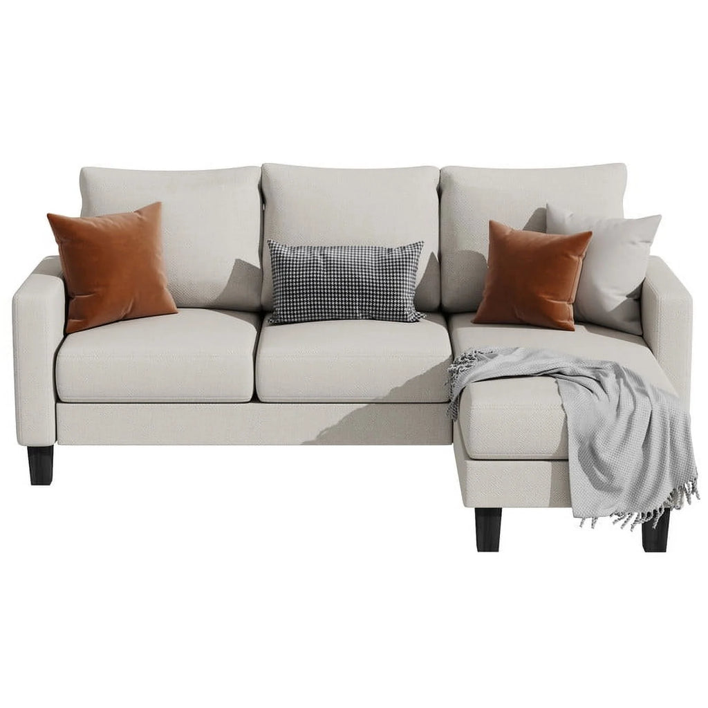 Convertible Sectional Sofa, L-Shaped 3-Seat Sofa with Reversible Chaise, Dark Gray V818583