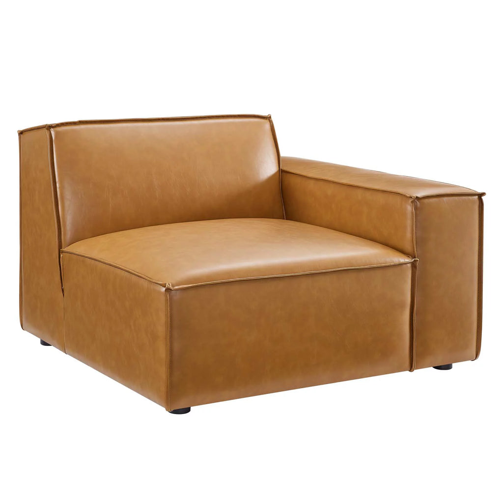 Tan 6-Piece Vegan Leather Sectional Sofa I79025
