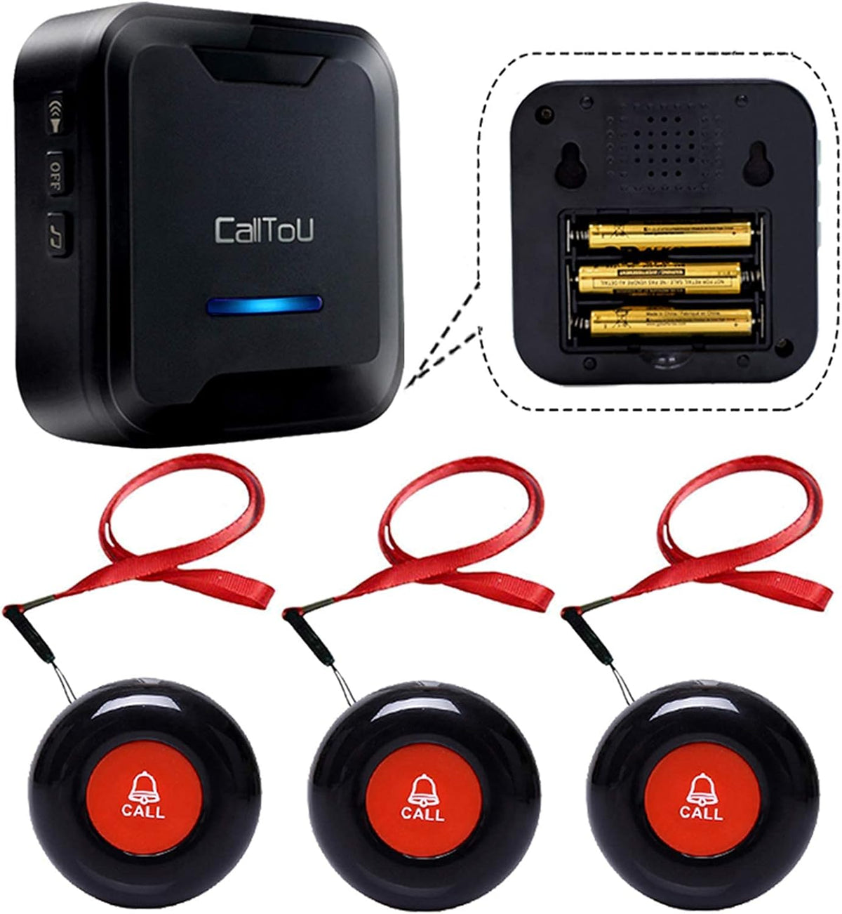 Wireless Nurse Alert System with 1 Portable Receiver + 3 SOS Waterproof Buttons K664