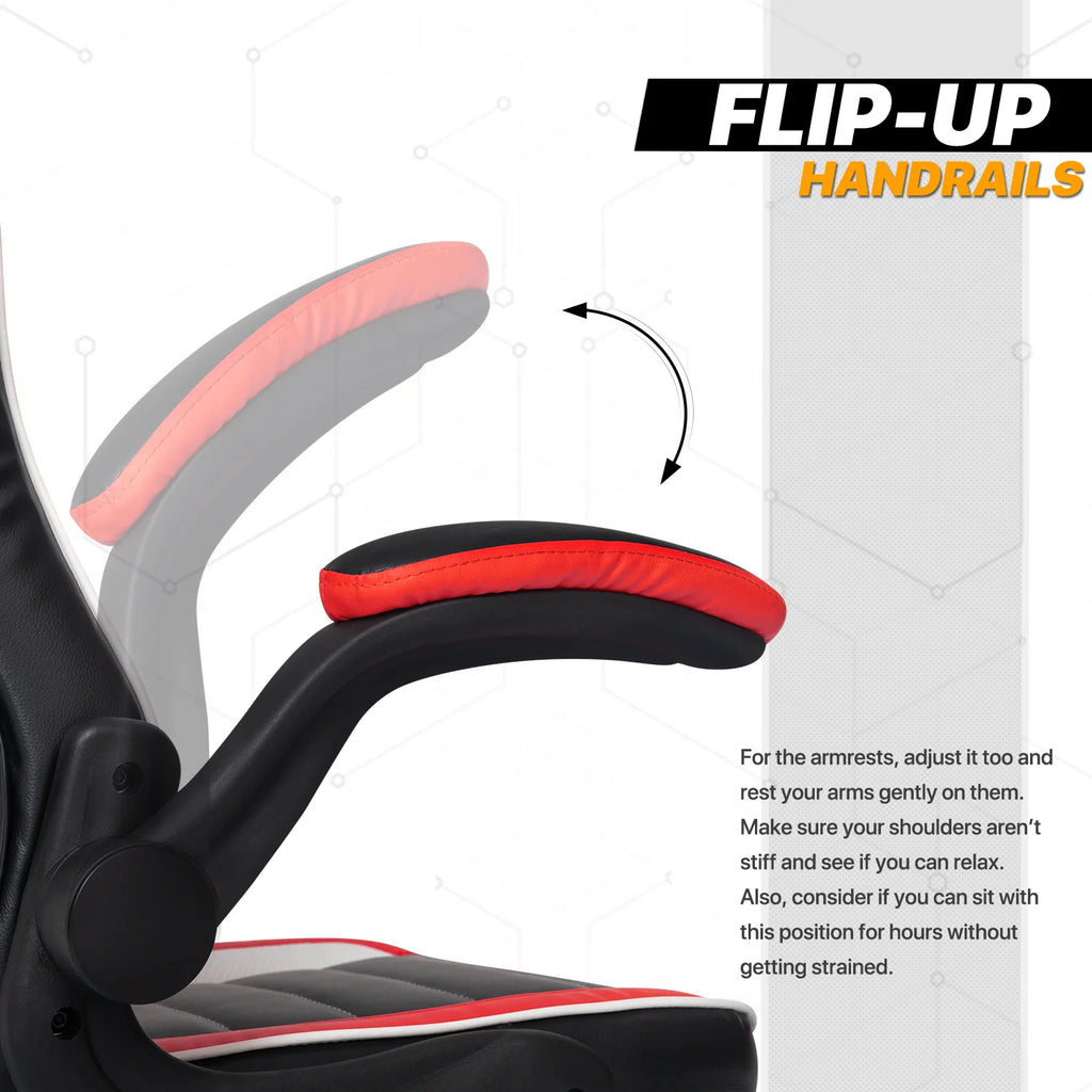 Red Leather High-Back Swivel Gaming Chair with PVC Mat V5927