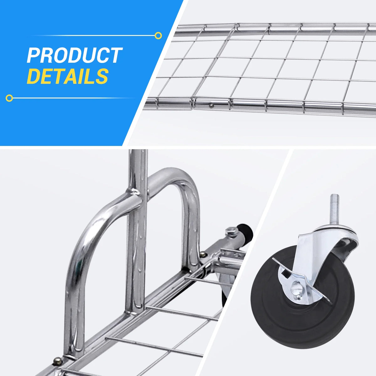 Heavy Duty Metal Clothes Rack with Wheels & Shelves B41245