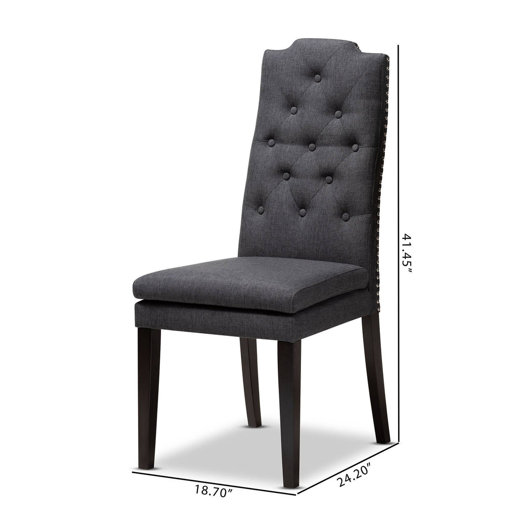 Charcoal Button Tufted Set of 2 Wood Dining Chair M11079