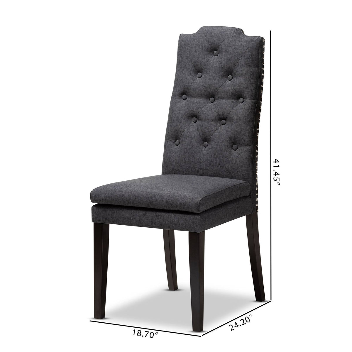 Charcoal Button Tufted Set of 2 Wood Dining Chair M11079