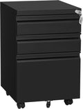 Black Mobile File Cabinet with Wheels and Lock I13339