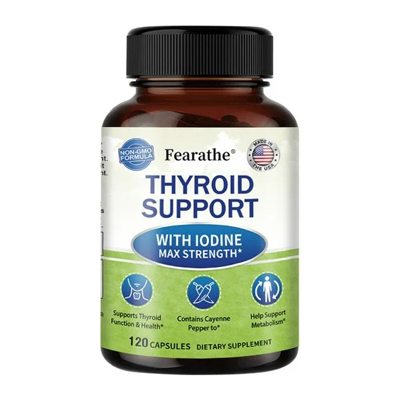 Iodine Thyroid Supplement with L Tyrosine Bladderwrack Kelp Selenium Ashwagandha 120 Capsules S2577