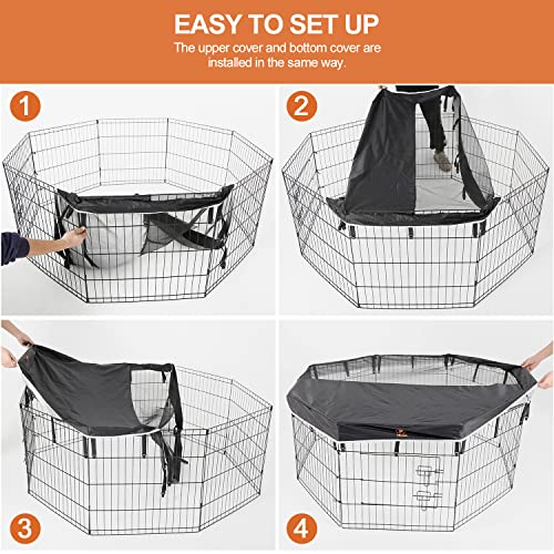 Metal Foldable Dog Playpen with 8 Panels 24”H & Bottom Pad R4456