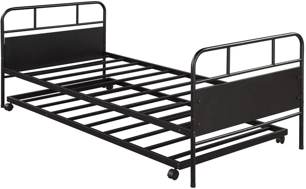 Twin Size Black Metal Daybed with Trundle I17396
