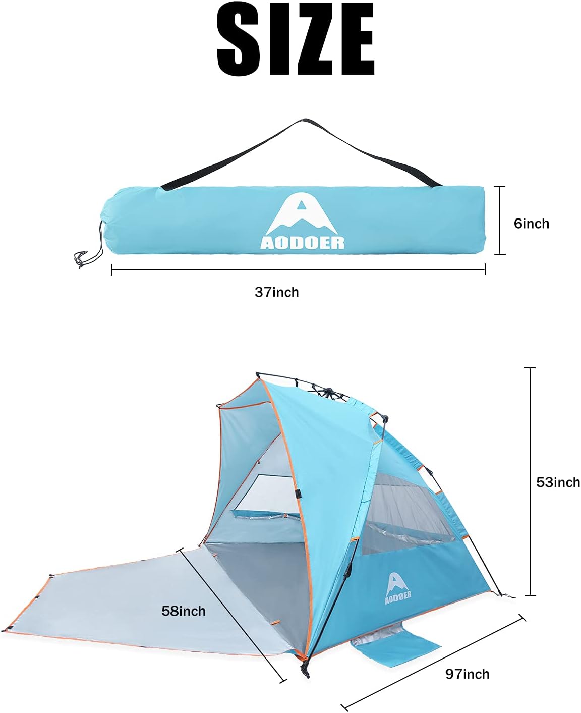 4 Person Portable Windproof UPF50+ Beach Tent with Carrying Bag P409