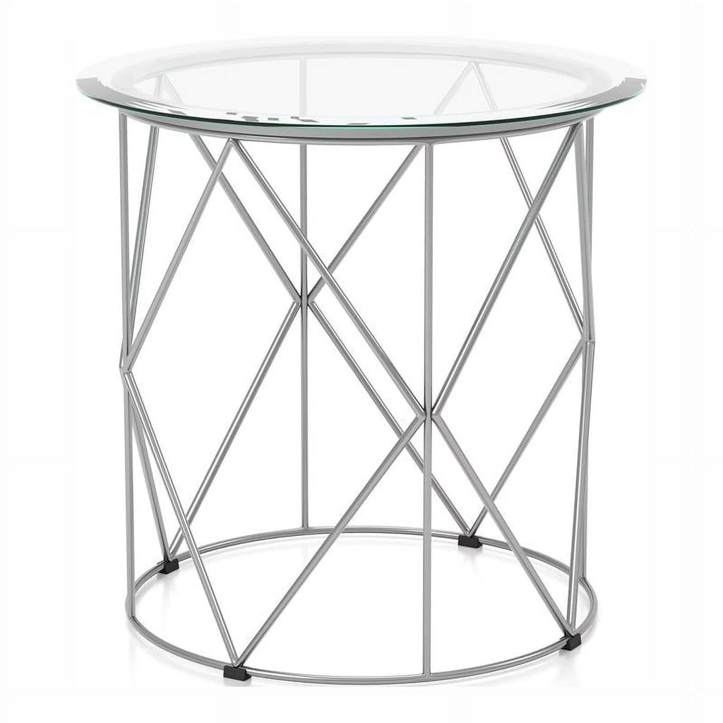 Contemporary Glass Top Round End Table L86859