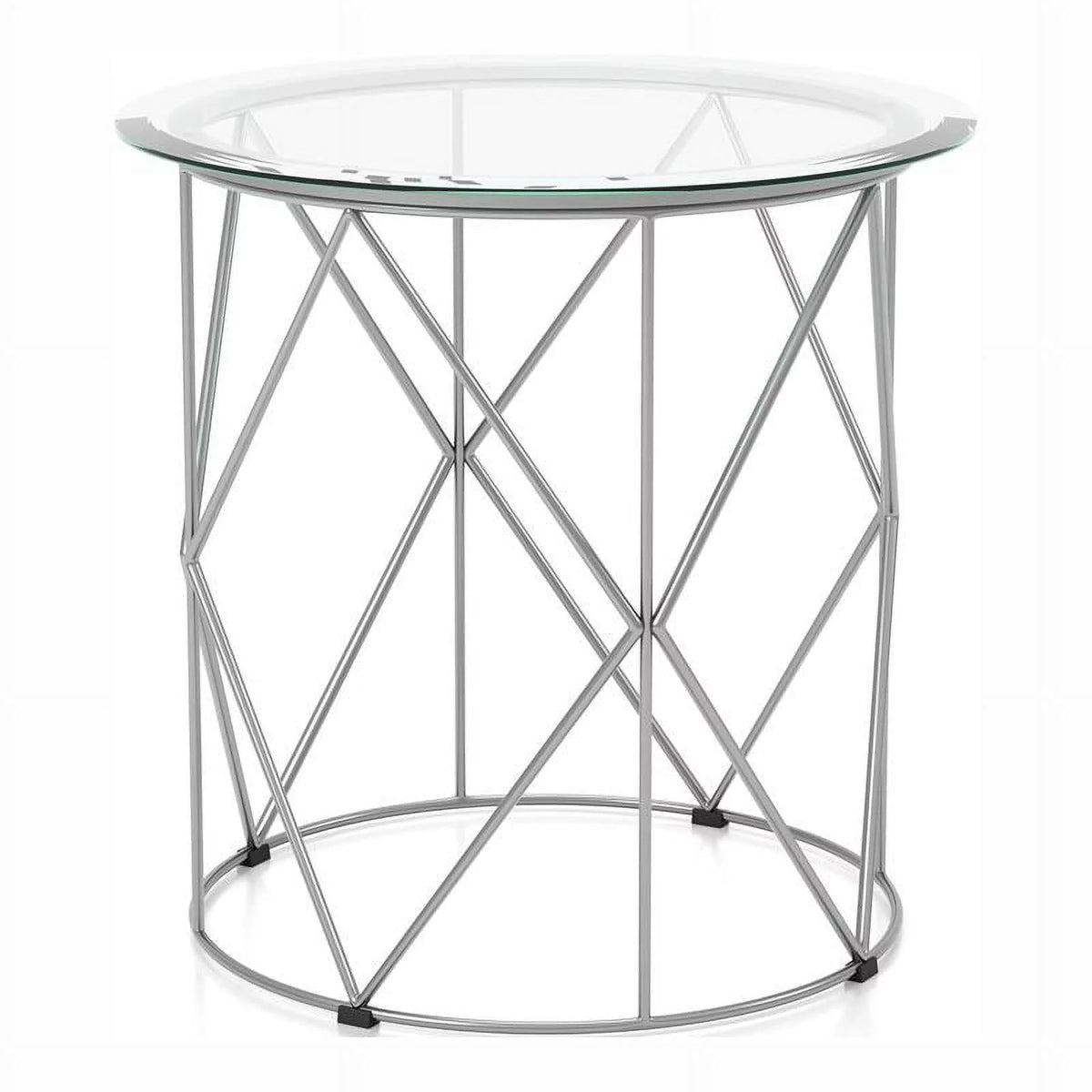 Contemporary Glass Top Round End Table L86859