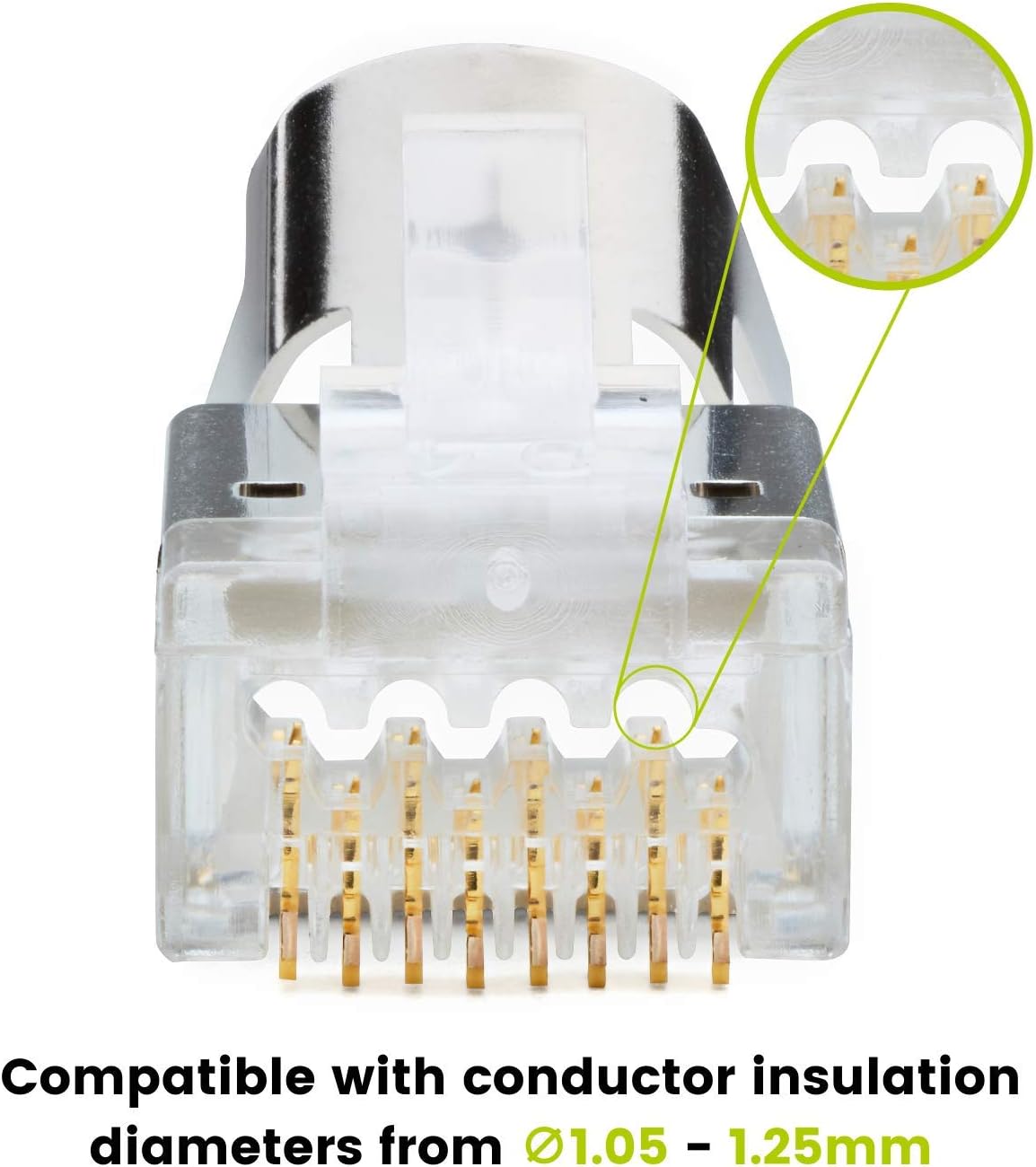Cat6/6A RJ45 Shielded (STP) Modular Plugs, Gold Plated 3 Prong 8P8C, 50 Pieces W515