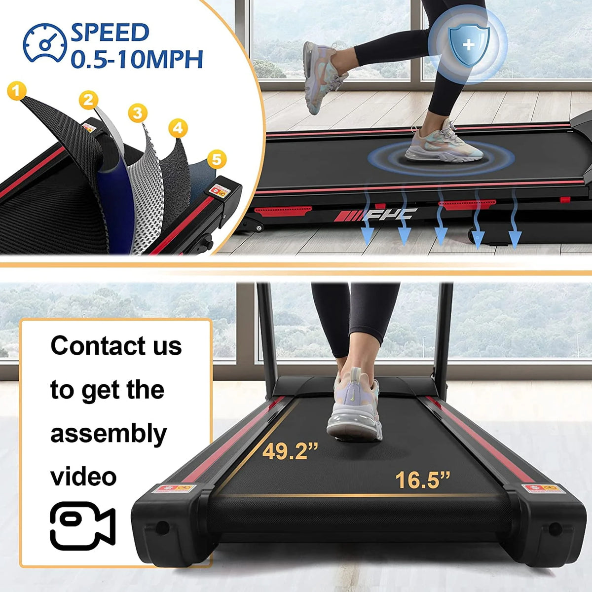 Folding Treadmill with Incline, 3.5HP Y4099
