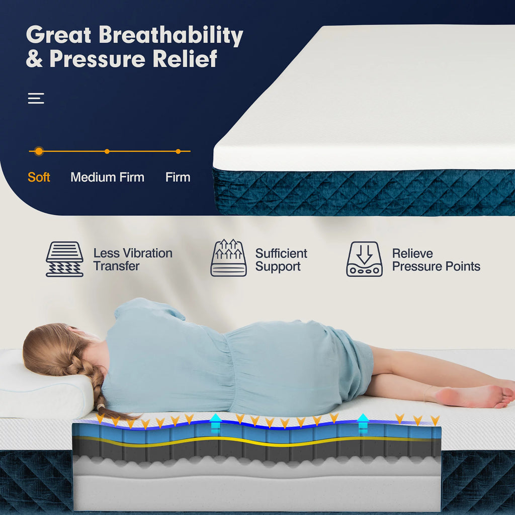 10'' Plush Gel Memory Foam Hybrid Mattress Full E268