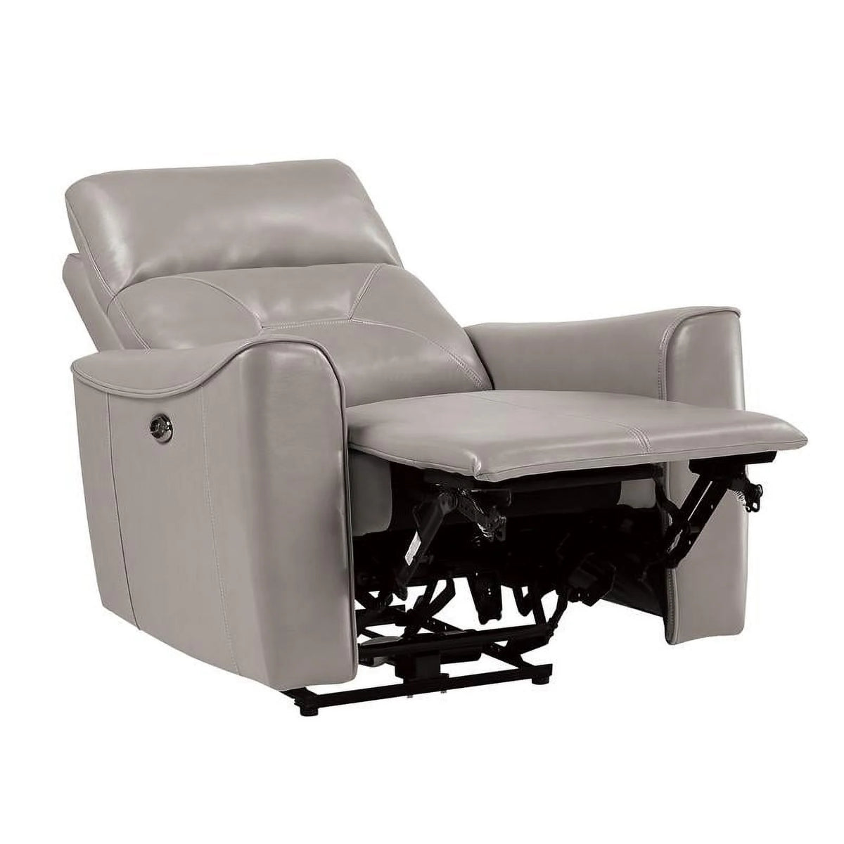 Faux Leather Power Reclining Chair with USB Port in Light Gray G5651