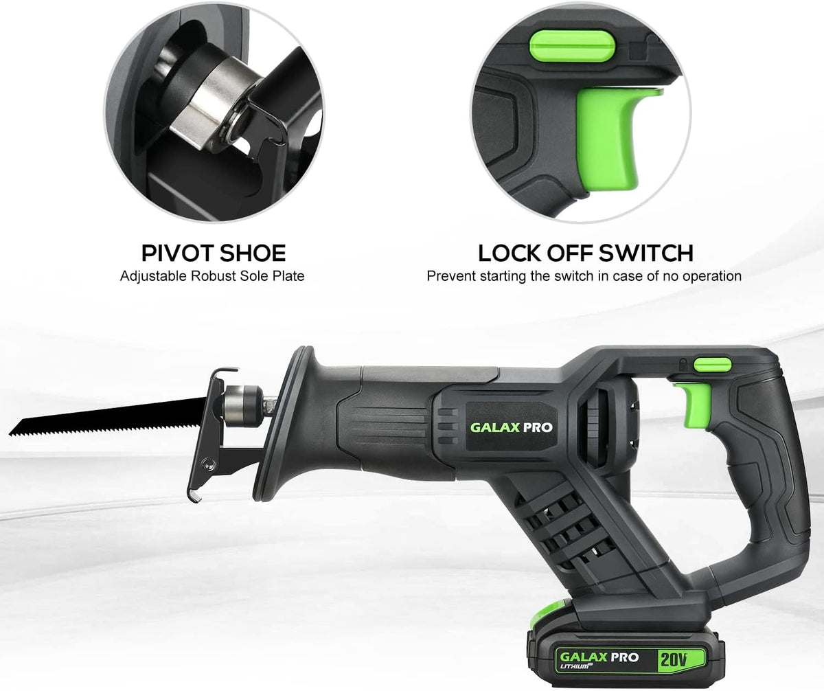 Cordless Reciprocating Saw with 20V 2.0Ah Battery, 6-inch Wood and Metal Saw Blades K840768