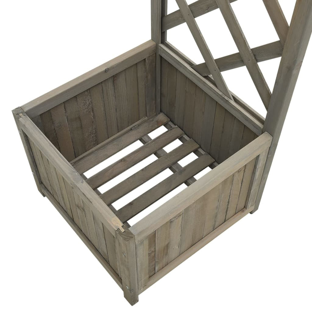 Gray Solid Firwood Garden Pergola with Planter U2943