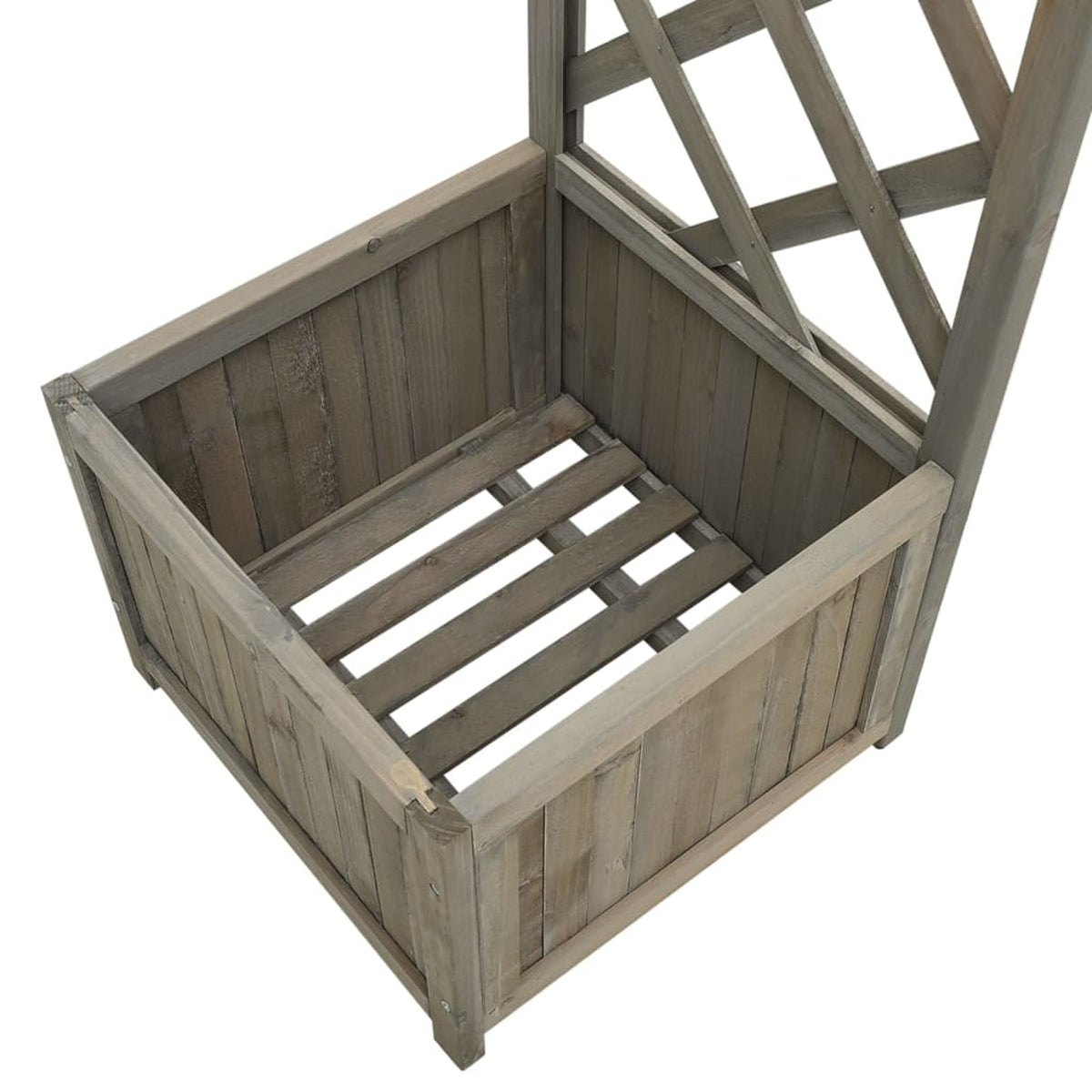 Gray Solid Firwood Garden Pergola with Planter U2943