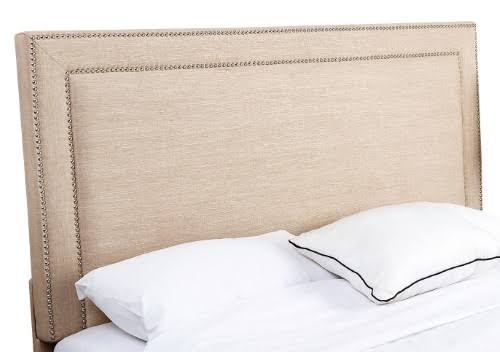 Beige Linen Nailhead Trim Headboard, King/California King C33057