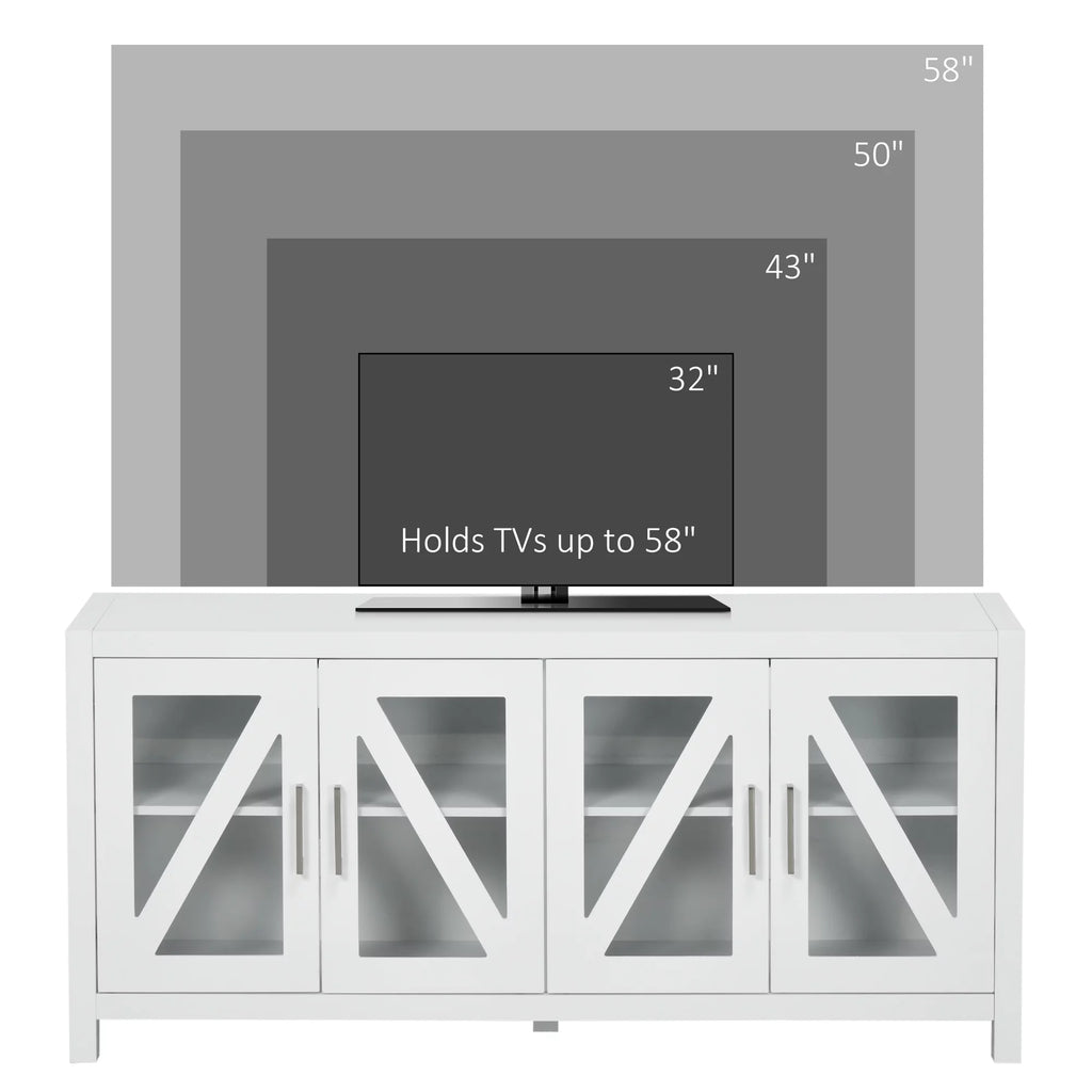 White TV Stand with Adjustable Shelves K568