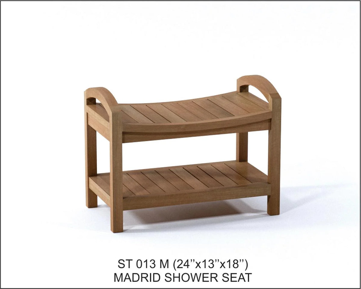 Teak Wood Shower Seat 24" Outdoor Bench S28620