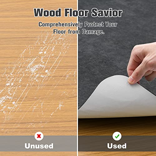 Corduroy Surface 1/6" Thick 55"x35" Office Chair Mat with Anti-Slip Backing V24355
