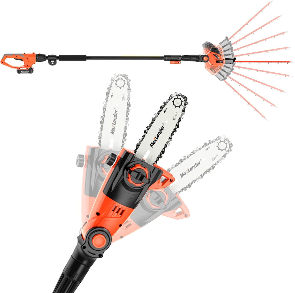 20V Electric Pole Saw Hedge Trimmer 2 in 1 Combo Kit with 2.0Ah Battery and Charger C4207