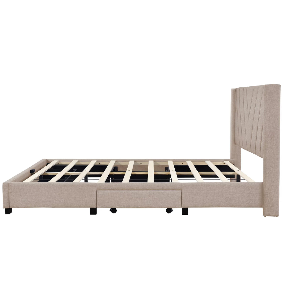 Beige Queen Size Upholstered Storage Bed Frame N749176