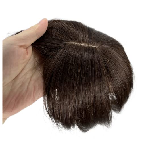 100% Human Hair Clip in Hairpieces with 3D Air Bangs Straight Hair Mid Part Wiglets (1B) N332058