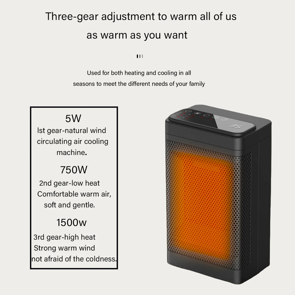 1500W Portable Electric Heater with Thermostat, Timer and Remote J12576