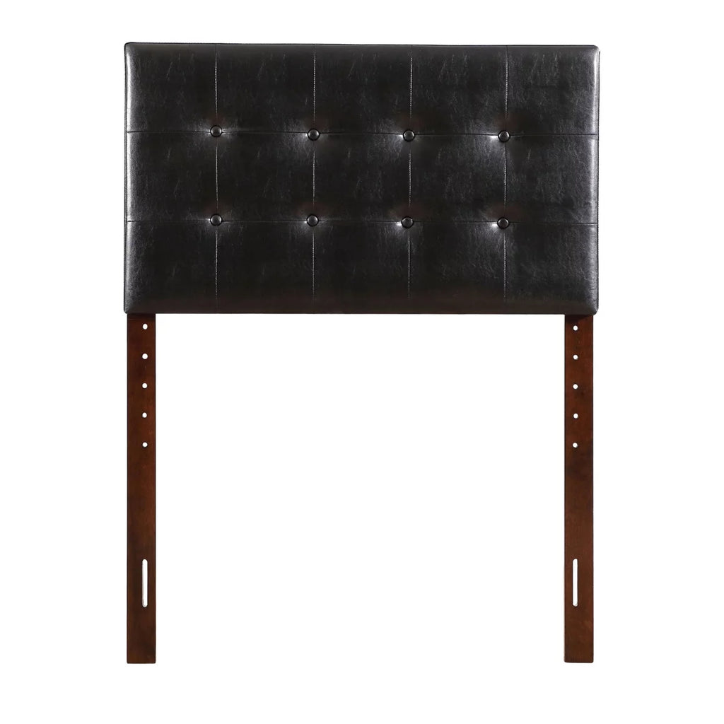 Black Twin Upholstered Tufted Panel Headboard K79427