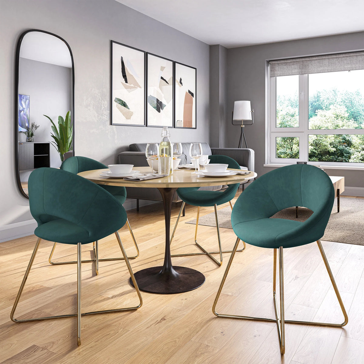 Set of 2 Velvet Accent Chair with Golden Metal Base U112503