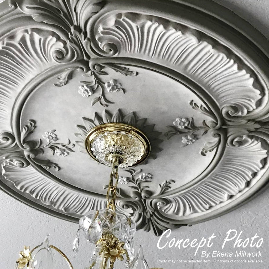 21 inch x 1 1/4 inch Hand-Painted Pearl White Beige Ceiling Medallion E58026