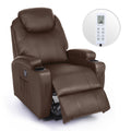 Brown Recliner Chair with Heated Massage Footrest Cup Holders USB Port I24399