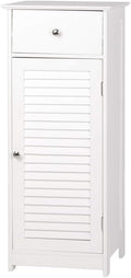 White Single Drawer Floor Cabinet with Door Storage Shelf B791617