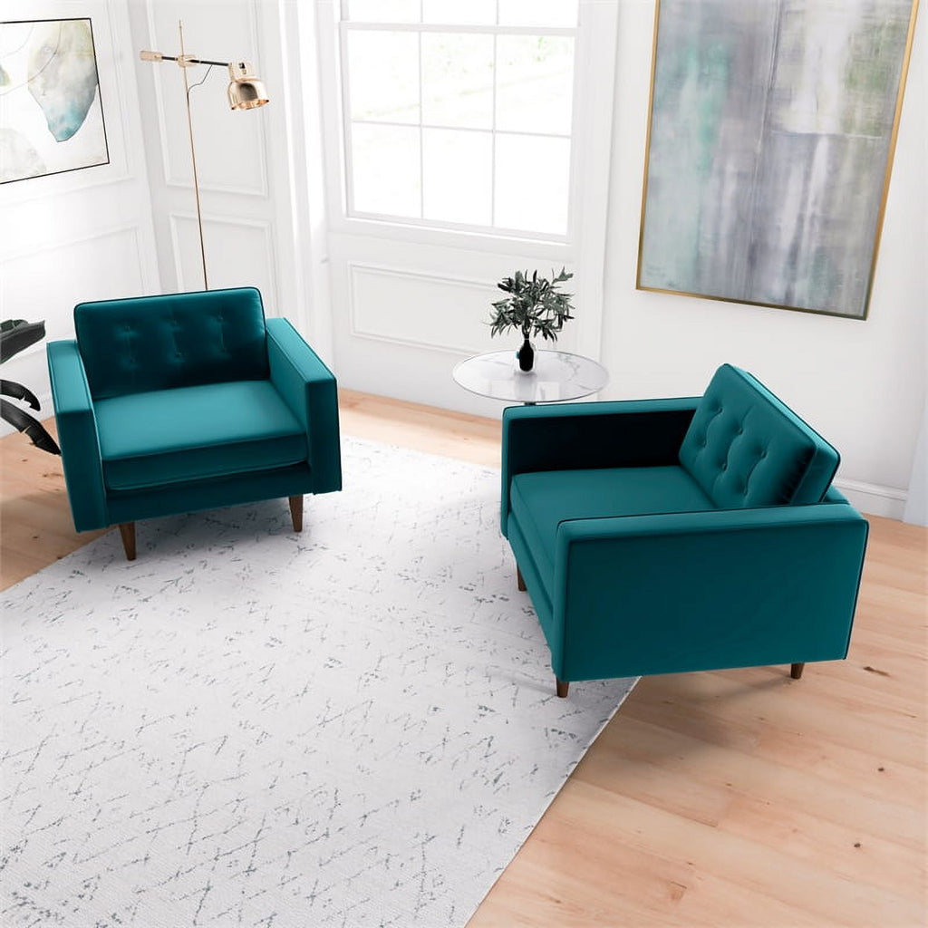 Turquoise Velvet Lounge Chair (Set of 2) R772