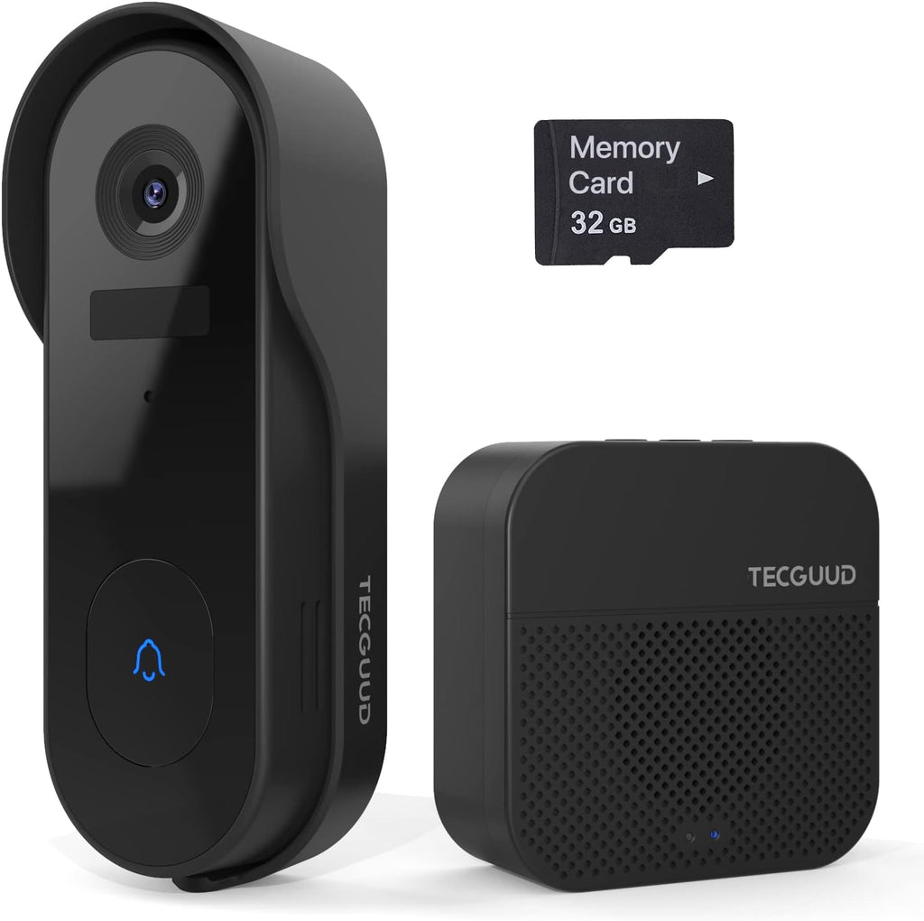 Battery Powered WiFi Doorbell Camera with Chime, 32G SD Card, 1080P Night Vision Q4477