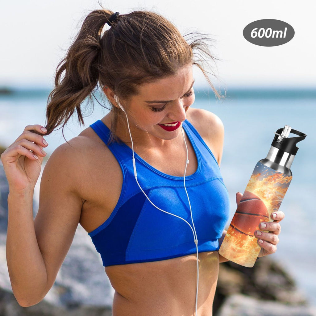 Stainless Steel Insulated Thermos Vacuum Flask Water Bottle with Straw Lid P9804