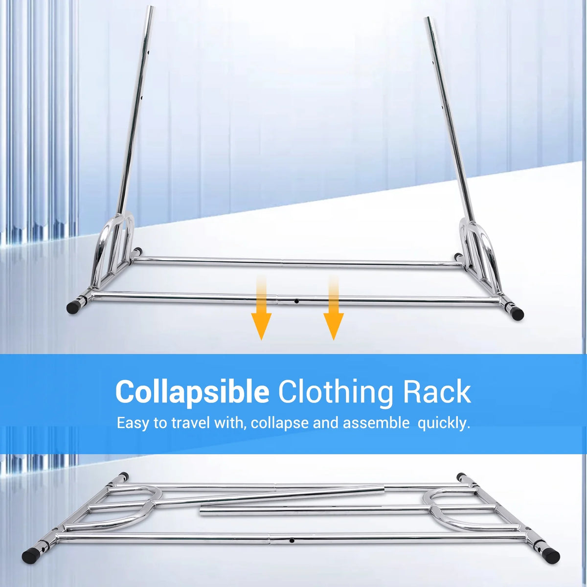 Heavy Duty Metal Clothes Rack with Wheels & Shelves B41245