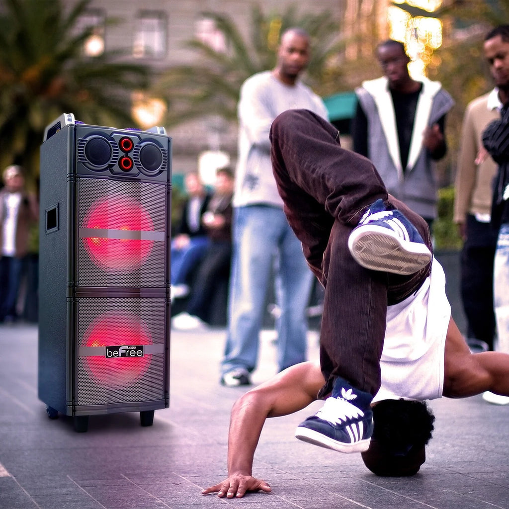 Double 10" Bluetooth Portable Party Speaker with Reactive Lights D9234